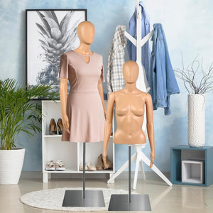 Female Mannequin Torso - Adjustable Height And Detachable Arms Dress Form Display W/ Metal Stand (Skin)