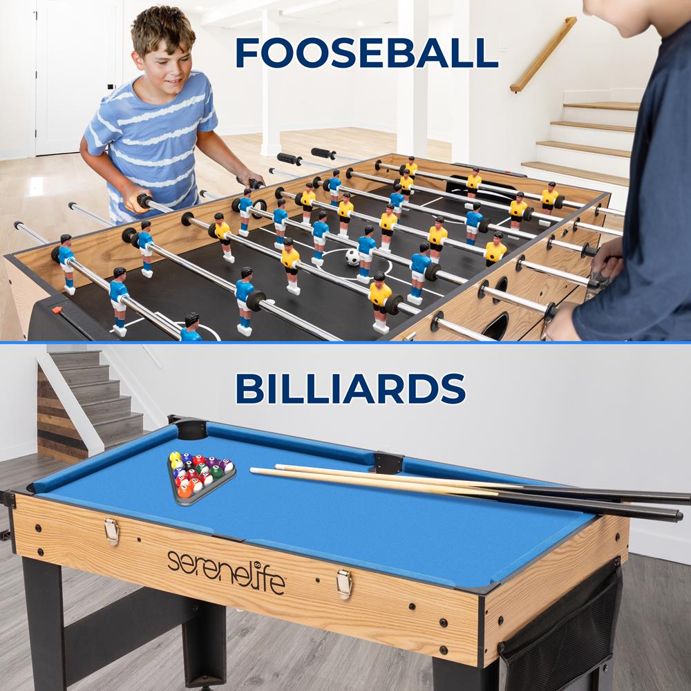 42" 6-In-1 Multi-Game Table, Indoor And Outdoor Arcade Sports Game Table With Pool, Power Air Hockey, Foosball Soccer, Basketball Game, Table Tennis, Dining Table, Suitable For Family, Kids And Adults