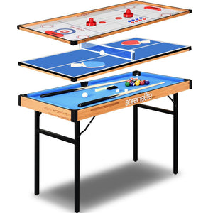 4 In 1 Multi-Function Game Table - Includes Steady Pool Table, Hockey Table, Shuffleboard Table, And Pingpong Table