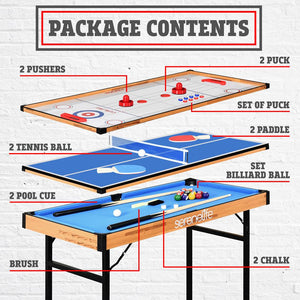 4 In 1 Multi-Function Game Table - Includes Steady Pool Table, Hockey Table, Shuffleboard Table, And Pingpong Table