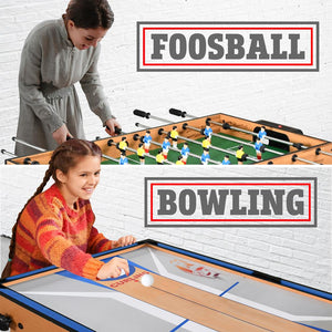 48'' 5 In 1 Foldable Multi-Function Game Table - Includes Steady Pool Table, Bowling, Shuffleboard Table, Soccer Foosball Table, And Pingpong Table