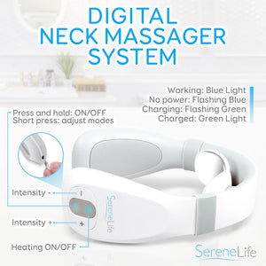 Smart Neck Massager - Digital Massager With Heat & Vibration Therapy, Built-In Rechargeable Battery