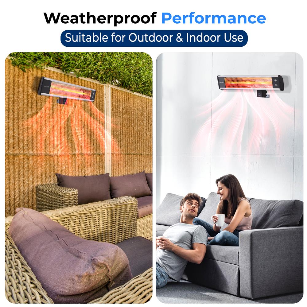 Wall Mounting Patio Heater - Remote Control Wall Patio Heater With High Rated Aluminum Reflector And Led Indicator