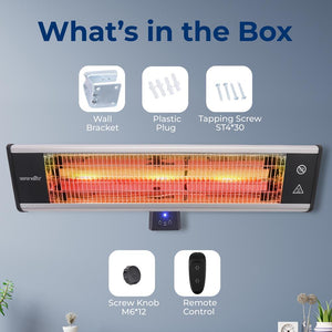 Wall Mounting Patio Heater - Remote Control Wall Patio Heater With High Rated Aluminum Reflector And Led Indicator