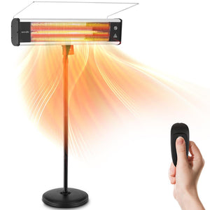 Stand Patio Heater - Height Adjustable Patio Heater With Remote Control And Led Indicator