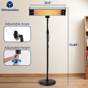 Stand Patio Heater - Height Adjustable Patio Heater With Remote Control And Led Indicator