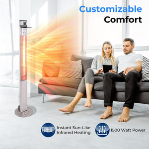 Floor Standing Patio Heater - Remote Control Stand Patio Heater With Three Power Settings And Oscillation