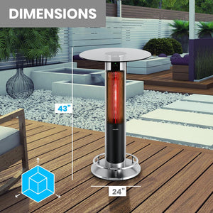 Bar Table Heater - Indicator Light With Remote Control, Control Disco Party Outdoor Heater With Tempered Glass Table Top