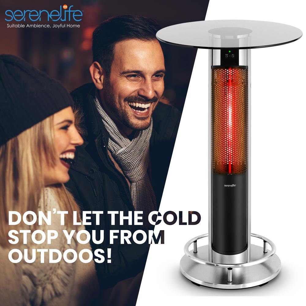 Bar Table Heater - Indicator Light With Remote Control, Control Disco Party Outdoor Heater With Tempered Glass Table Top