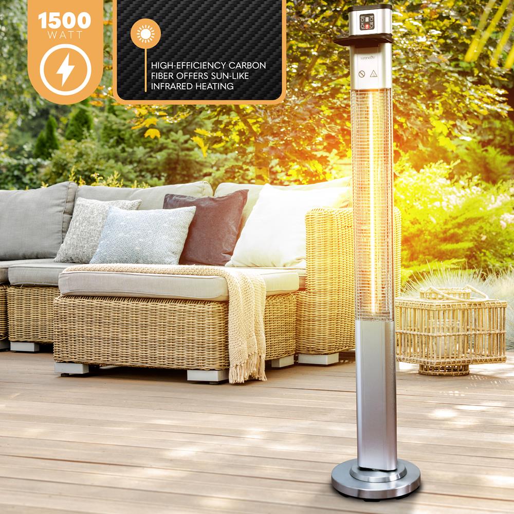 1500W Outdoor Electric Patio Heater, Infrared Heat, Aluminum Reflector, Waterproof