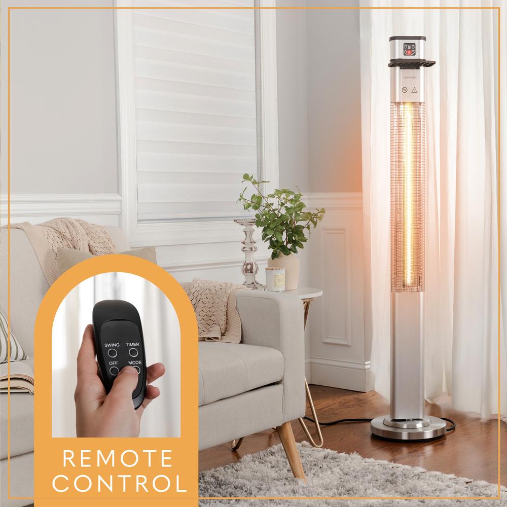 1500W Outdoor Electric Patio Heater, Infrared Heat, Aluminum Reflector, Waterproof