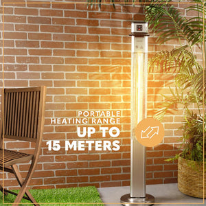 1500W Outdoor Electric Patio Heater, Infrared Heat, Aluminum Reflector, Waterproof