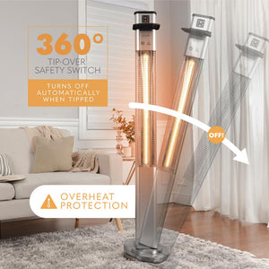 900W Outdoor Electric Patio Heater, Infrared Heat, Aluminum Reflector, Waterproof