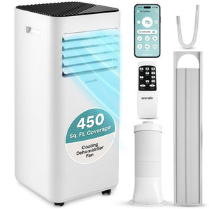 Portable Air Conditioner 10,000 BTU WiFi Control, Dehumidifier, White