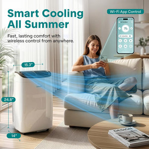 Serenelife Portable Air Conditioner With Wi-Fi Function - 10,000 Btu Cooling (Ashrae), Compact Unit With Dehumidifier & Fan Modes, Includes Window Mount Kit (Gray)