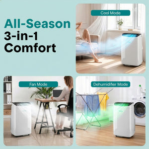 Serenelife Portable Air Conditioner With Wi-Fi Function - 10,000 Btu Cooling (Ashrae), Compact Unit With Dehumidifier & Fan Modes, Includes Window Mount Kit (Gray)