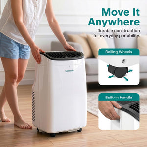 Serenelife Portable Air Conditioner With Wi-Fi Function - 10,000 Btu Cooling (Ashrae), Compact Unit With Dehumidifier & Fan Modes, Includes Window Mount Kit (Gray)
