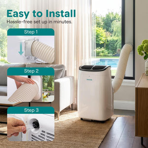 Serenelife Portable Air Conditioner With Wi-Fi Function - 10,000 Btu Cooling (Ashrae), Compact Unit With Dehumidifier & Fan Modes, Includes Window Mount Kit (Gray)