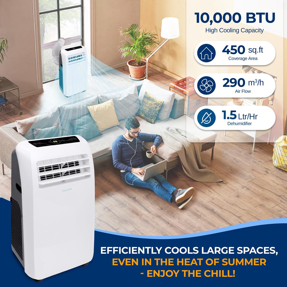 Portable Air Conditioner - Compact Home A/C Cooling Unit With Built-In Dehumidifier & Fan Modes, Includes Window Mount Kit (10,000 Btu)