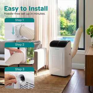 Serenelife Portable Air Conditioner With Wi-Fi Function - 12,000 Btu Cooling (Ashrae), Compact Unit With Dehumidifier & Fan Modes, Includes Window Mount Kit (Gray)