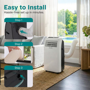 Portable Air Conditioner - Compact Home Ac Cooling Unit With Built-In Dehumidifier & Fan Modes, Includes Window Mount Kit (12,000 Btu)