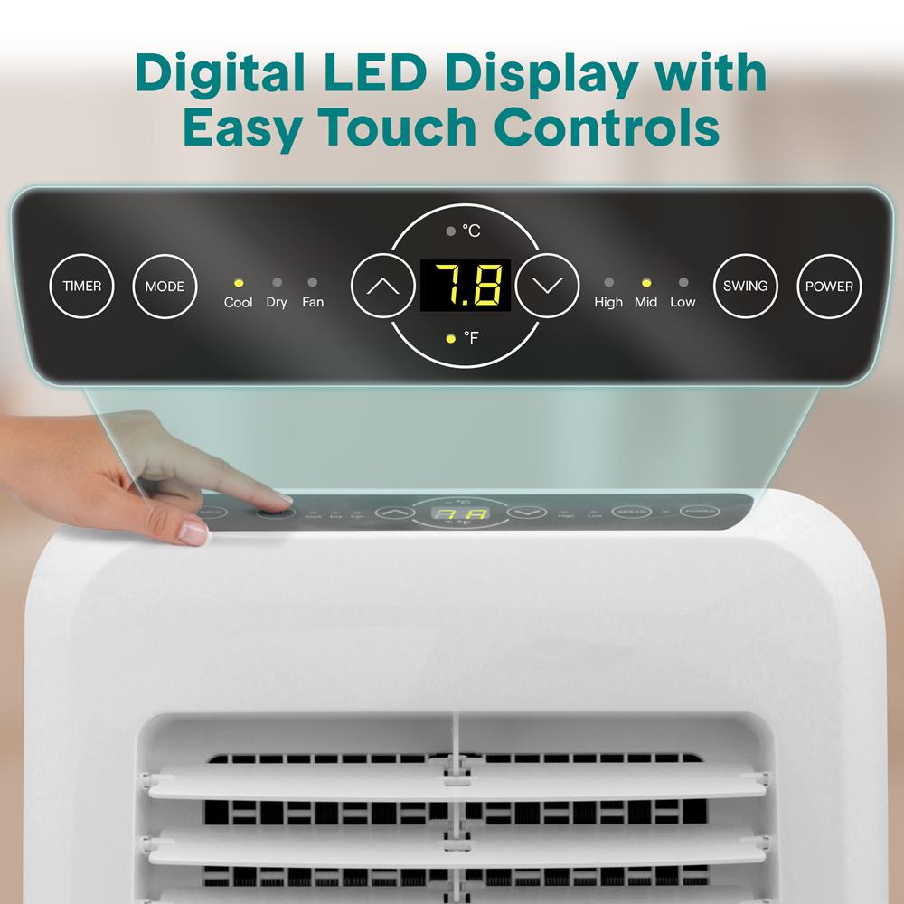 Portable Air Conditioner - Compact Home Ac Cooling Unit With Built-In Dehumidifier & Fan Modes, Includes Window Mount Kit (12,000 Btu)