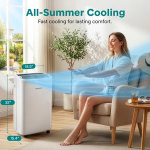 Portable Air Conditioner 14,000 BTU Efficient Cooling Dehumidifier White