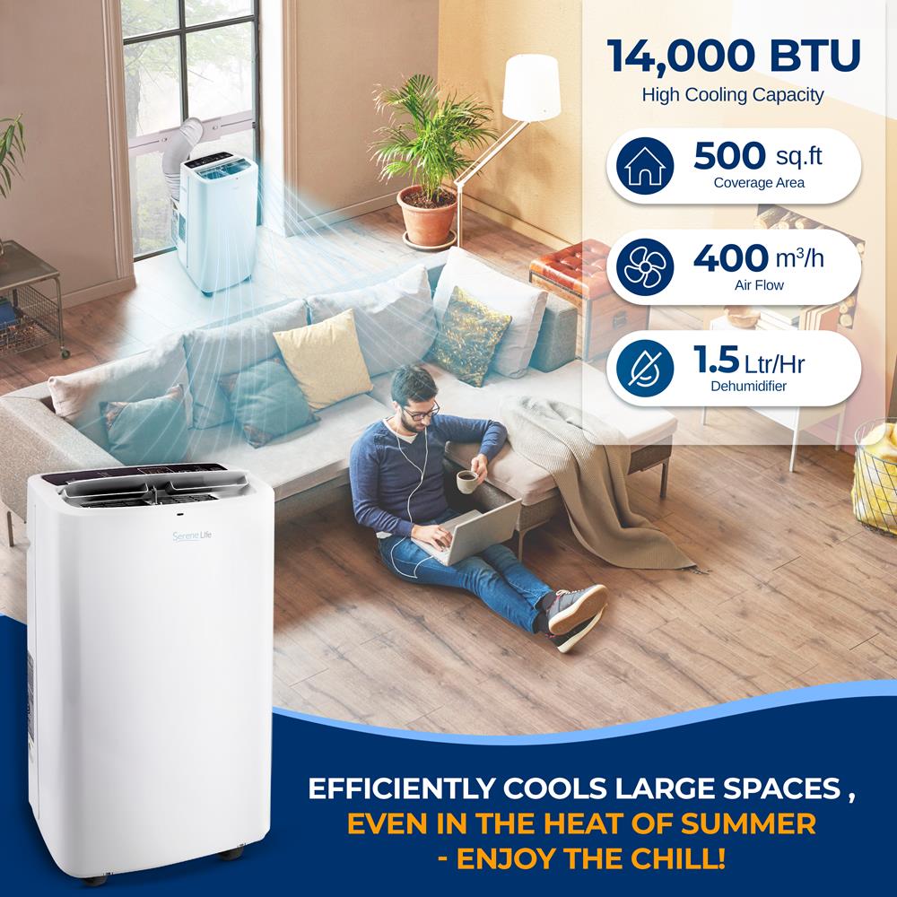 Portable Air Conditioner - Compact Home A/C Cooling Unit With Built-In Dehumidifier & Fan Modes, Includes Window Mount Kit (14,000 Btu)