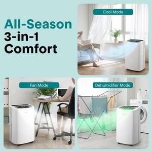 Portable Air Conditioner 14,000 BTU Efficient Cooling Dehumidifier White