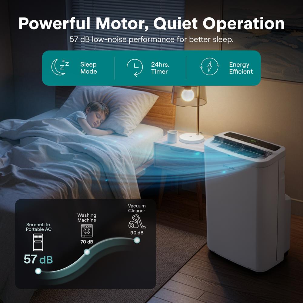 Portable Air Conditioner 14,000 BTU Efficient Cooling Dehumidifier White