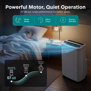 Portable Air Conditioner 14,000 BTU Efficient Cooling Dehumidifier White