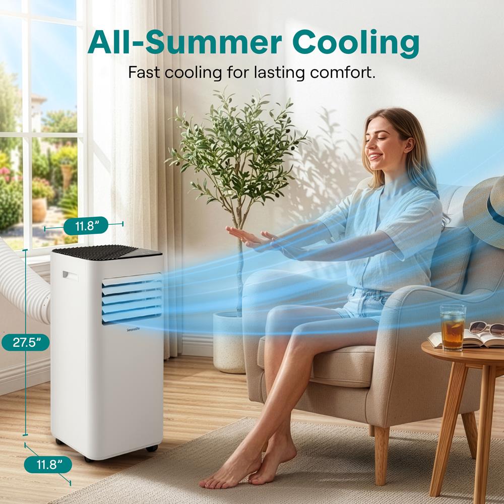 Portable Air Conditioner 8000 BTU Efficient Cooling White