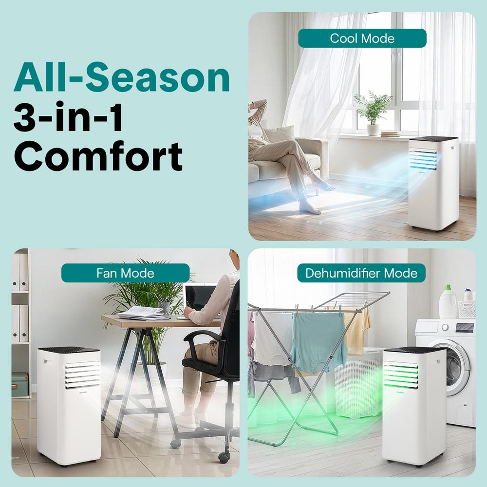 Portable Air Conditioner 8000 BTU Efficient Cooling White