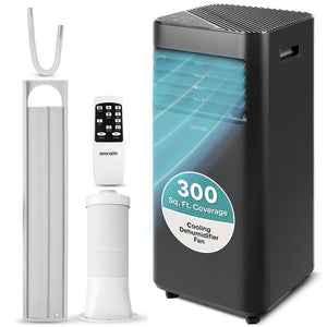 Portable Air Conditioner - 8000 Btu Cooling Capacity (Ashrae) Compact Home A/C Cooling Unit With Built-In Dehumidifier & Fan Modes, Includes Window Mount Kit (Black)