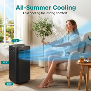 Portable Air Conditioner - 8000 Btu Cooling Capacity (Ashrae) Compact Home A/C Cooling Unit With Built-In Dehumidifier & Fan Modes, Includes Window Mount Kit (Black)