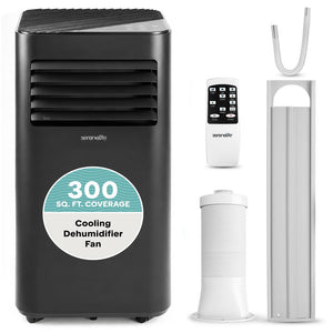 Portable Air Conditioner - 8000 Btu Cooling Capacity (Ashrae) Compact Home A/C Cooling Unit With Built-In Dehumidifier & Fan Modes, Includes Window Mount Kit (Black)