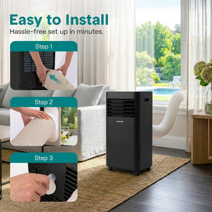 Portable Air Conditioner - 8000 Btu Cooling Capacity (Ashrae) Compact Home A/C Cooling Unit With Built-In Dehumidifier & Fan Modes, Includes Window Mount Kit (Black)