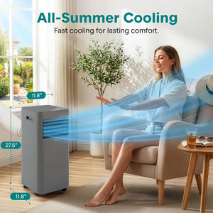 Portable Air Conditioner 8000 BTU Efficient Cooling Gray with Remote