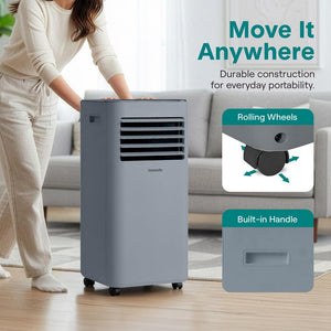 Portable Air Conditioner 8000 BTU Efficient Cooling Gray with Remote