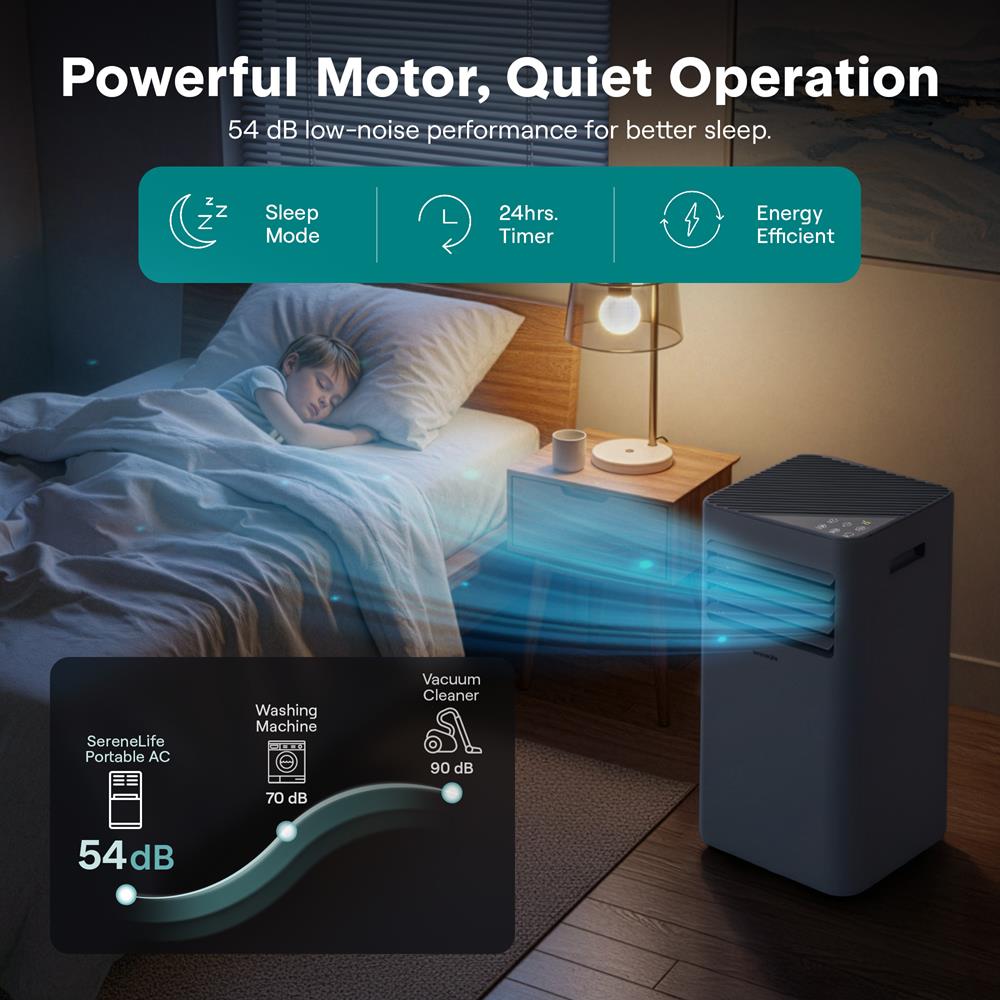 Portable Air Conditioner 8000 BTU Efficient Cooling Gray with Remote