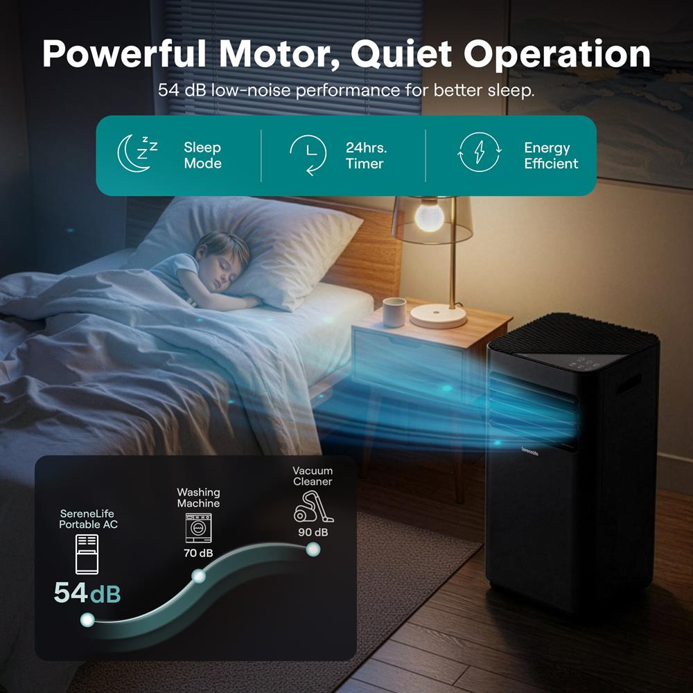 Portable Air Conditioner - 10000 Btu Cooling Capacity (Ashrae) Compact Home A/C Cooling Unit With Built-In Dehumidifier & Fan Modes, Includes Window Mount Kit (Black)