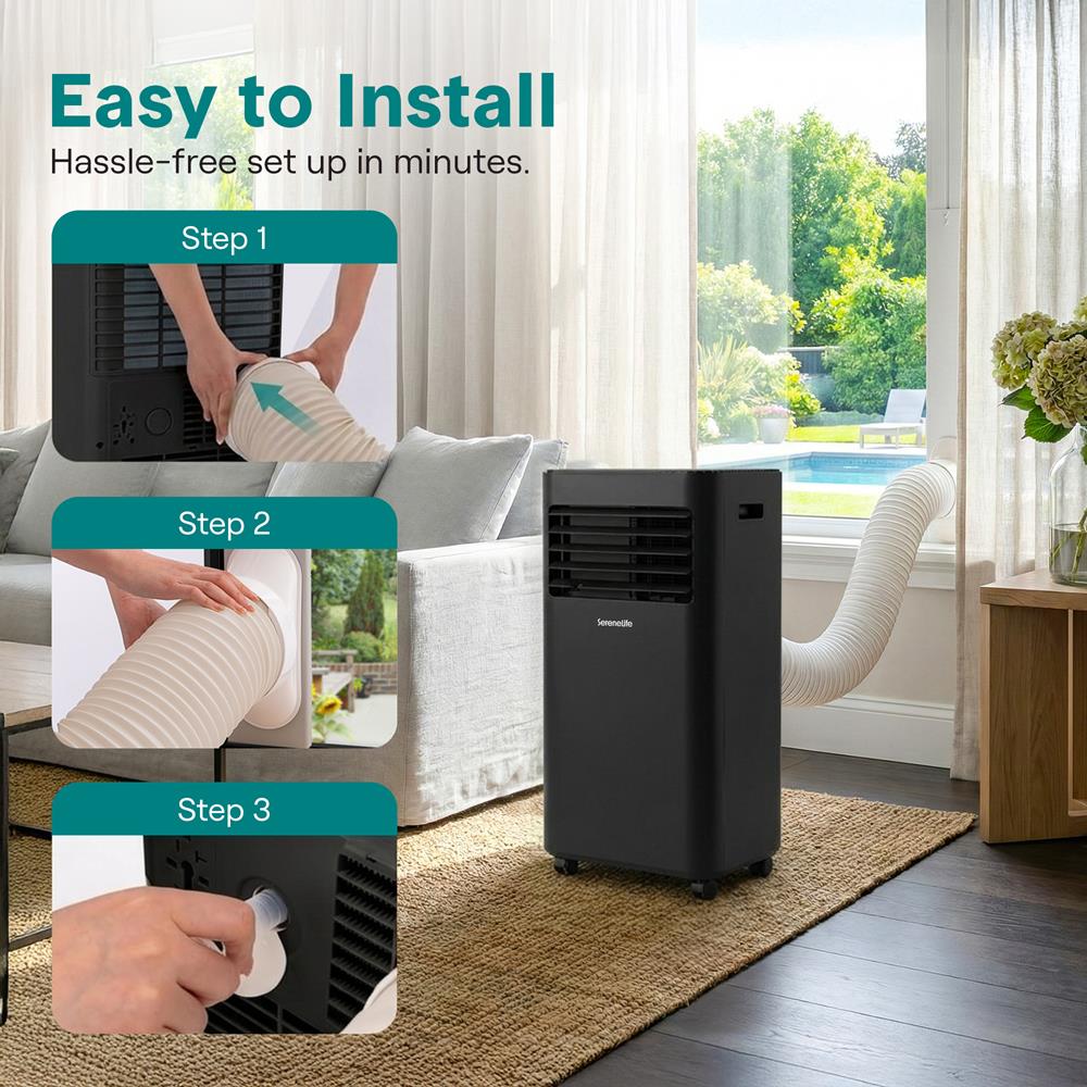 Portable Air Conditioner - 10000 Btu Cooling Capacity (Ashrae) Compact Home A/C Cooling Unit With Built-In Dehumidifier & Fan Modes, Includes Window Mount Kit (Black)