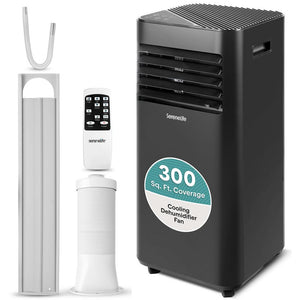 Portable Air Conditioner - 10000 Btu Cooling Capacity (Ashrae) Compact Home A/C Cooling Unit With Built-In Dehumidifier & Fan Modes, Includes Window Mount Kit (Black)
