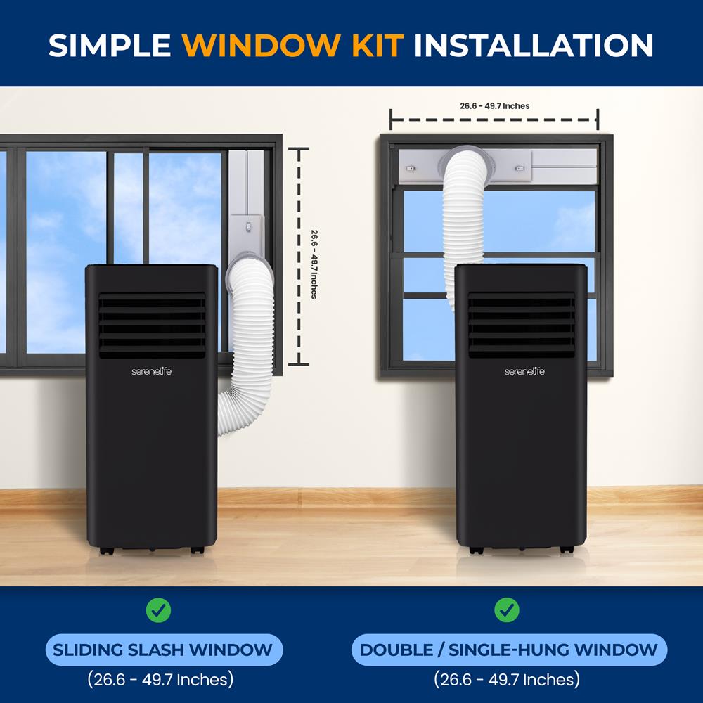 Portable Air Conditioner - 10000 Btu Cooling Capacity (Ashrae) Compact Home A/C Cooling Unit With Built-In Dehumidifier & Fan Modes, Includes Window Mount Kit (Black)