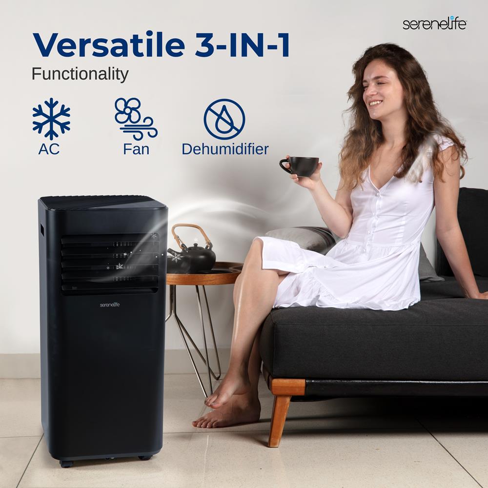 Portable Air Conditioner - 10000 Btu Cooling Capacity (Ashrae) Compact Home A/C Cooling Unit With Built-In Dehumidifier & Fan Modes, Includes Window Mount Kit (Black)