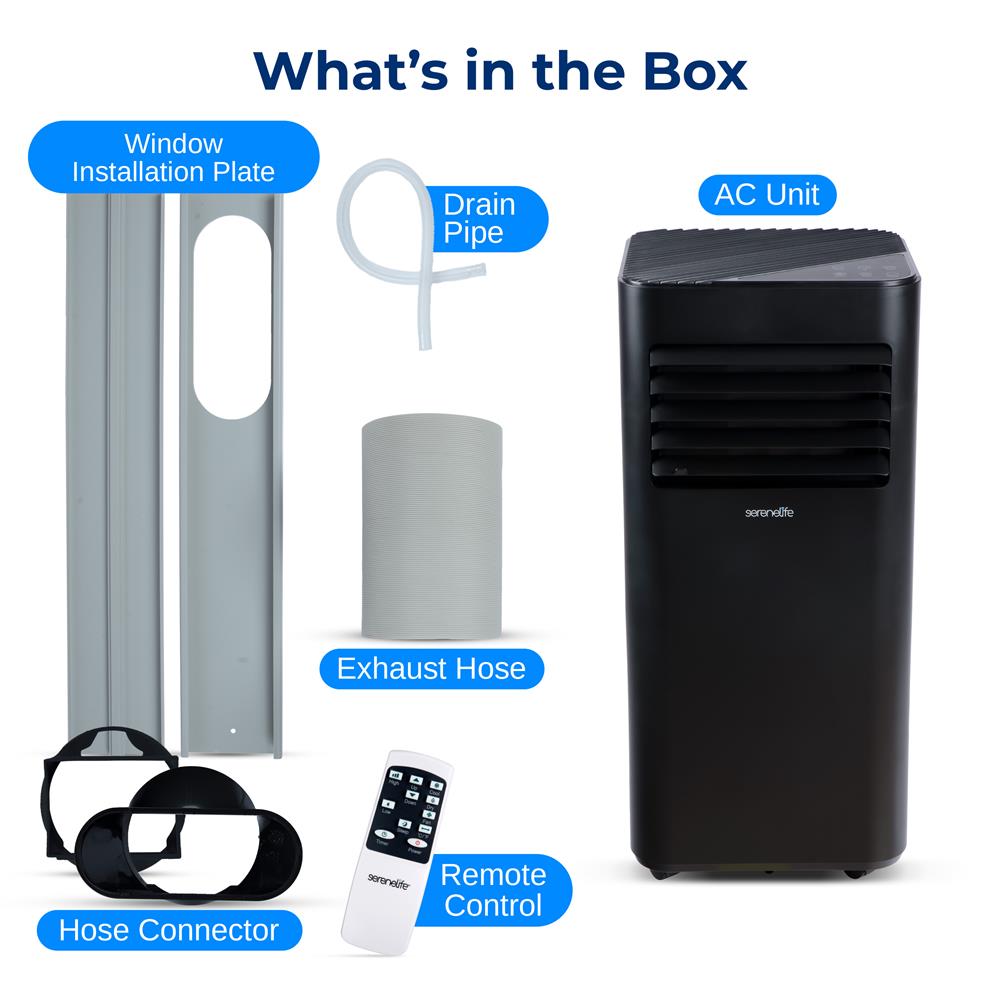 Portable Air Conditioner - 10000 Btu Cooling Capacity (Ashrae) Compact Home A/C Cooling Unit With Built-In Dehumidifier & Fan Modes, Includes Window Mount Kit (Black)