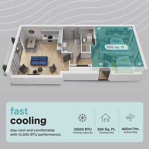 Portable Air Conditioner - 12000 Btu Cooling Capacity (Ashrae) Compact Home A/C Cooling Unit With Built-In Dehumidifier & Fan Modes, Includes Window Mount Kit (White)