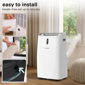 Portable Air Conditioner - 12000 Btu Cooling Capacity (Ashrae) Compact Home A/C Cooling Unit With Built-In Dehumidifier & Fan Modes, Includes Window Mount Kit (White)