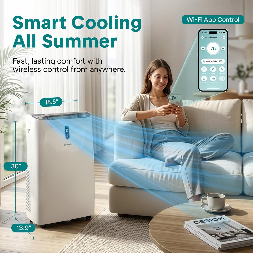 Portable Air Conditioner - 12000 Btu Cooling Capacity (Ashrae) Compact Home A/C Cooling Unit With Built-In Dehumidifier & Fan Modes, Includes Window Mount Kit (White)