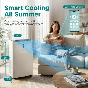 Portable Air Conditioner - 12000 Btu Cooling Capacity (Ashrae) Compact Home A/C Cooling Unit With Built-In Dehumidifier & Fan Modes, Includes Window Mount Kit (White)